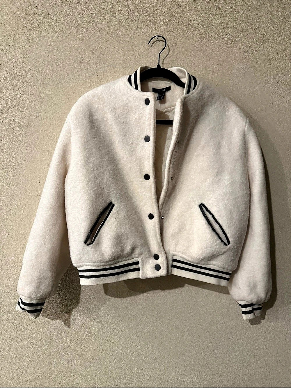 Forever 21 Varsity Jacket in White & Black Size Small NWT